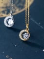 925 Sterling Silver With 18k Gold Plated Delicate Round Engagement Necklaces