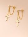 925 Sterling Silver With 18k Gold Plated Personalized Cross Drop Earrings