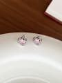 925 Sterling Silver With Cubic Zirconia Heart Stud Earrings