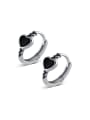 925 Sterling Silver With Enamel Heart Hoop Earrings