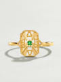 925 Sterling Silver With Gold Plated Vintage Square Cubic Zirconia Ring