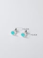 925 Sterling Silver With Enamel Smile Stud Earrings