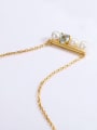 925 Sterling Silver With Gold Plated Delicate Topaz+Artificial pearl Necklaces