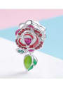 925 Silver Romantic Red Rose charm