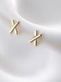 925 Sterling Silver With 18k Gold Plated Simplistic Geometric Stud Earrings