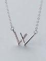 925 Sterling Silver With Cubic Zirconia  Letter Necklaces