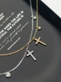 925 Sterling Silver With 18k Gold Plated Delicate Cross Necklaces