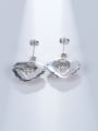 925 Sterling Silver With White Gold Plated Delicate Heart Stud Earrings