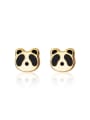 925 Sterling Silver With 18k Gold Plated Cute Panda Stud Earrings