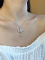 925 Sterling Silver With White Gold Plated Delicate Cross Necklaces