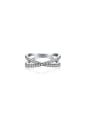 925 Sterling Silver With White Gold Plated Delicate Geometric Band Rings