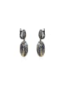 925 Sterling Silver With Black Gun Plated Vintage Geometric Drop Earrings