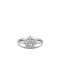 925 Sterling Silver With White Gold Plated Delicate Crown Engagement Rings