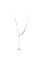 925 Sterling Silver With  Artificial Pearl Tassel Party Necklaces