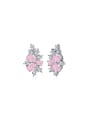 925 Sterling Silver With White Gold Plated Delicate Flower Stud Earrings