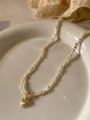 925 Sterling Silver With 18k Gold Plated  Freshwater Pearl Delicate Heart Necklaces