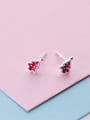 925 Sterling Silver With Enamel Christmas tree Stud Earrings