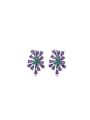 925 Sterling Silver With White Gold Plated Delicate Flower Stud Earrings