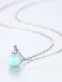 925 Sterling Silver With Platinum Plated Personalized  Opal Ball Necklace