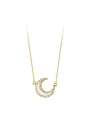 925 Sterling Silver With 18k Gold Plated Delicate Moon Engagement Necklaces