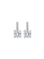 925 Sterling Silver With White Gold Plated Delicate Square Wedding Stud Earrings