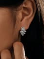 925 Sterling Silver With White Gold Plated Luxury Flower Stud Earrings
