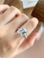 925 Sterling Silver With White Gold Plated Delicate Square Wedding Engagement Rings