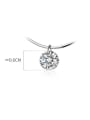 925 Sterling Silver With White Gold Plated Delicate Round Engagement Necklaces