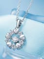 925 Sterling Silver With Platinum Plated Delicate Flower Dancing stone Necklaces