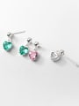 925 Sterling Silver With Cubic Zirconia Heart Stud Earrings