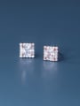 Stainless Steel With Rose Gold Plated Delicate Square Stud Earrings