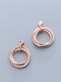 925 Sterling Silver With 18k Gold Plated Delicate Round Stud Earrings