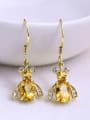 925 Sterling Silver With 5*7mm Citrine Cute Bee Hook Earrings