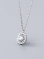 925 Sterling Silver With White Gold Plated Delicate Round Necklaces