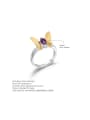 925 Sterling Silver With 18k Gold Plated Delicate Butterfly Band Rings