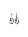 925 Sterling Silver With Gemstone Geometric Drop Earrings