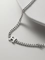 925 Sterling Silver With Antique Silver Plated Simplistic Monogrammed Necklaces