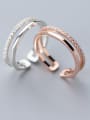 925 Sterling Silver With Rose Gold Plated Delicate Geometric Band Rings