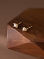 925 Sterling Silver With 18k Gold Plated Delicate Geometric Stud Earrings