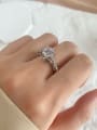 925 Sterling Silver With White Gold Plated Luxury Geometric Wedding Engagement Rings