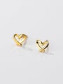 925 Sterling Silver With 18k Gold Plated Simplistic Heart Stud Earrings