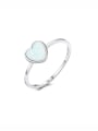 925 Sterling Silver With Opal Delicate Heart Solitaire Ring