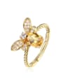 925 Sterling Silver With 5*7mm Citrine Cute Bee free size Ring