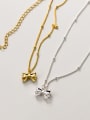 925 Sterling Silver With 18k Gold Plated Delicate Bowknot Necklaces