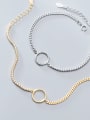 925 Sterling Silver With 18k Gold Plated Delicate Round Bracelets