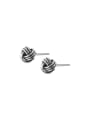 925 Sterling Silver With Antique Silver Plated Simplistic Stud Earrings