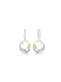 925 Sterling Silver With White Gold Plated Delicate Geometric Drop Earrings
