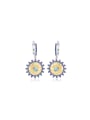 925 Sterling Silver With White Gold Plated Personalized Flower Drop Earrings