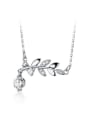 925 Sterling Silver With Delicate Leaf Engagement Necklaces