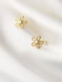 925 Sterling Silver With 18k Gold Plated Delicate Flower Stud Earrings